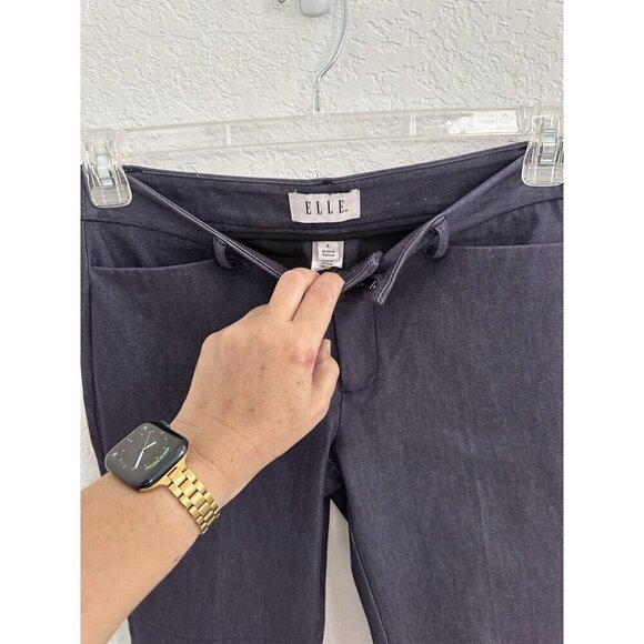 Elle Women’s Cropped Dress Pants Size 4 Chambray Blue Pockets Career Comfort‎ - Picture 4 of 10